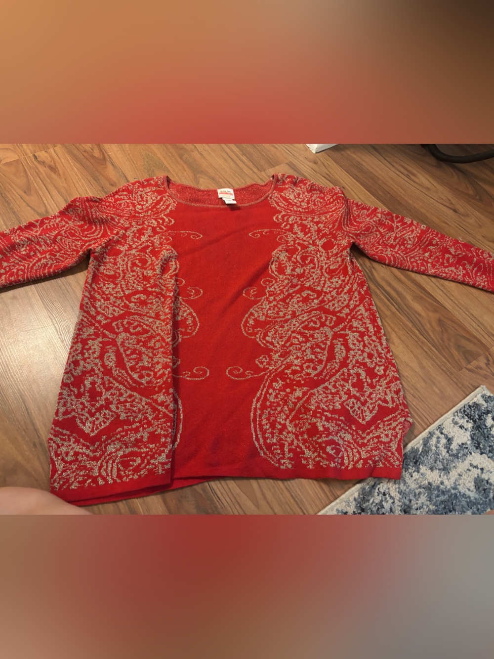 Ruby Rd. Red Metallic-Thread Sweater